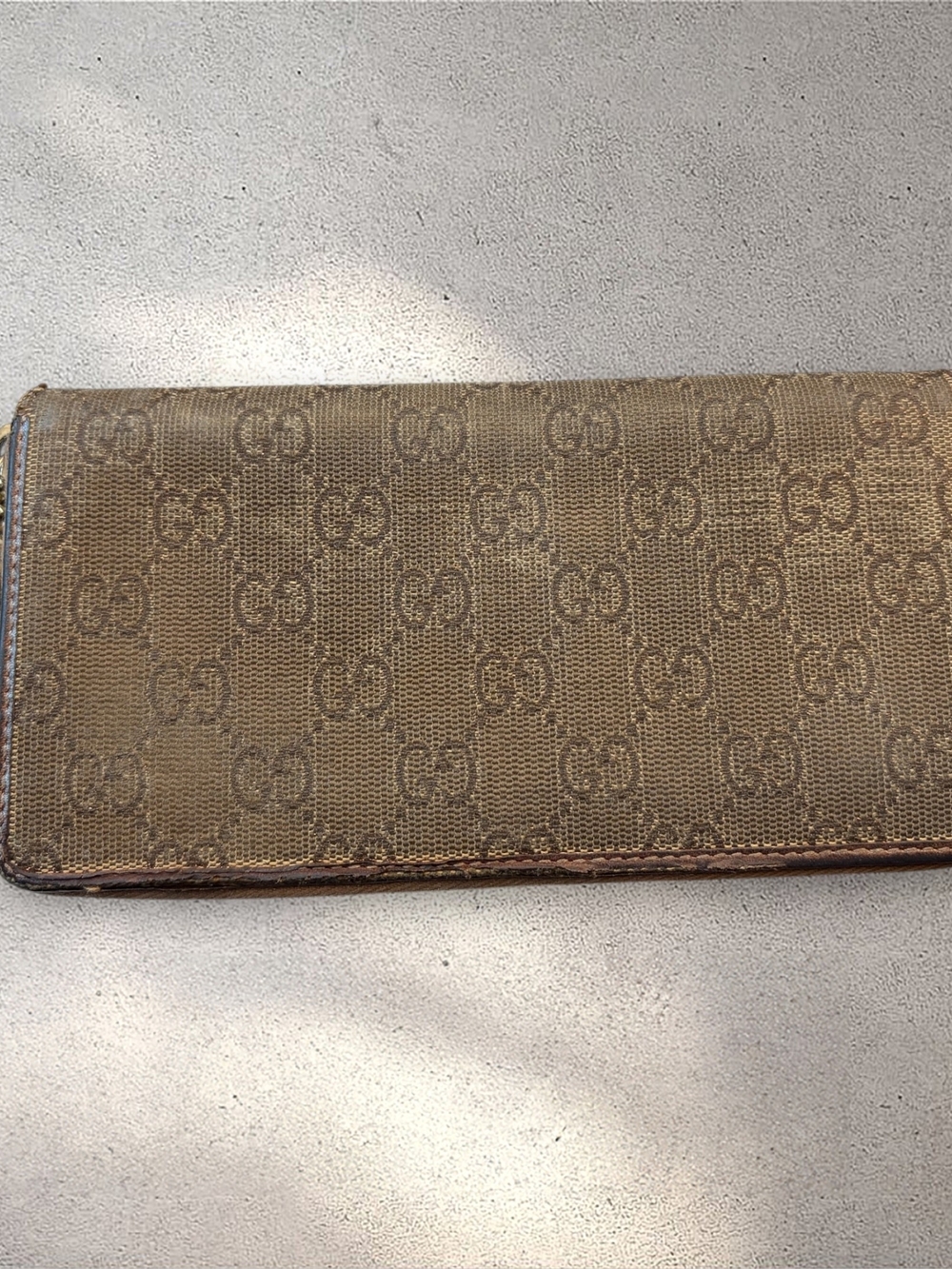 Gucci GG Canvas Zip Around Long Wallet Interlocking G Charm Pull